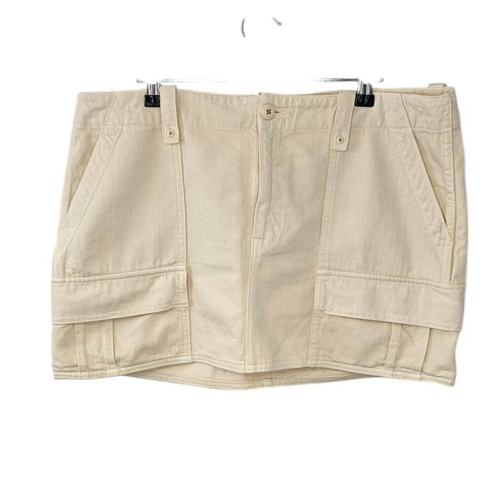 Denim Forum The 90's Utility Skirt, Cotton, Cream, Cargo, Utility, Mini,Size 32